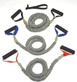 3 FIT CORD Covered Resistance Training Bands PADDED HANDLES, NYLON SAFETY SLEEVE & PREMIUM LATEX EXERCISE TUBE ** 1 MEDIUM, 1 HEAVY & 1 VERY HEAVY TONER WITH DOOR ANCHOR **