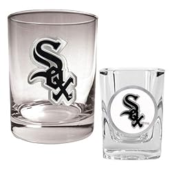 Chicago White Sox MLB Rocks Glass & Square Shot Glass Set - Primary Logo by Great American Products