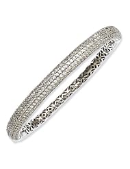 Sterling Silver Rhodium Plated with CZ Bangle, Best Quality Free Gift Box Satisfaction Guaranteed