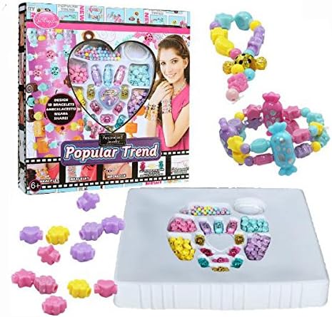Colorful Plastic Beads Toy DIY Jewelry for Children Necklace and Bracelet Crafts - Style a About 200 piece Set (Candy)