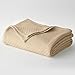 COTTON CRAFT Soft Cotton Thermal Blanket - Plush Herringbone Twill - All Season Luxurious Breathable Skin Friendly Lightweight Cooling Throw Blanket - Sofa Couch Travel Dorm -Full Queen Natural Beige