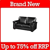 Boston Reg 2 Seater Black Leather Sofa Luxury Leather Sofa