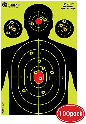 Shooting Targets - 12"x18" Inch (100 Pack) Fluorescent Silhouette Splatter Targets with Reactive Florescent Technology for pistols, shotguns, rifles and BB airsoft