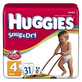 Huggies Snug & Dry Diapers, Size 4, 31-Count (Pack of 4)