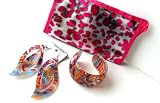 Acrylic Fashion Bangle Paisley Print Bracelet & Earring Gift Set with Splashy Bag
