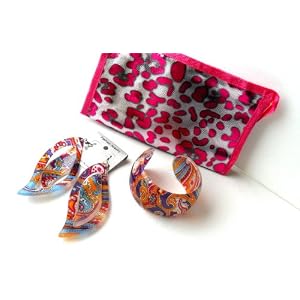 Acrylic Fashion Bangle Paisley Print Bracelet & Earring Gift Set