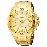 Pulsar Mens Kinetic Gold-Tone Bracelet Gold-Tone Case Champagne Dial Transparent Case Back Watch... by Pulsar