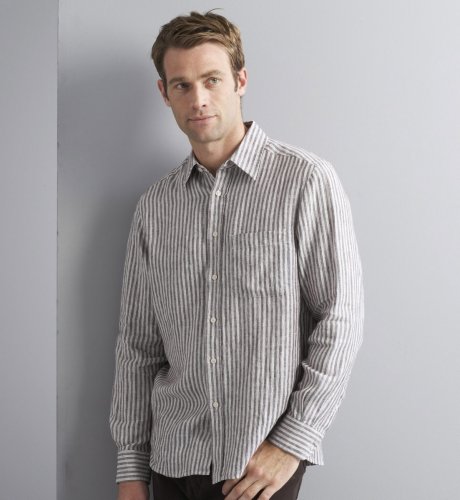 Big & Tall Blue Harbour Long Sleeve Pure Linen Stripe Shirt