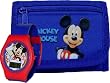 Cute Mickey Mouse Blue Wallet and LCD Watch for Kids