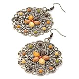 Drop Pierced Fashion Earrings Burnt Gold & Brown
