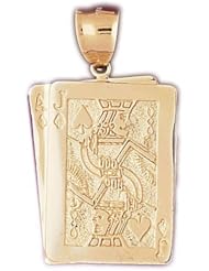 Dazzlers Solid 14k Gold Ace Jack Playing Cards Charm Pendant Available in three colors from jewelsberry (weights: 15 grams only)