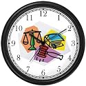 Law or Legal Symbols - Scale of Justice, Gavel & Holy Bible Wall Clock by WatchBuddy Timepieces (White Frame)