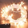 1m Battery Operated Static LED Fairy Lights Warm White Clear Cable