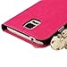 Mavis's Diary Bling Crystal Leather Magnetic Clasp Wallet Type Case with Heart Pendant for Samsung Galaxy S5 I9600, SM-G900A, SM-G900T, SM-G900P, SM-G900V, SM-G900R4 - Hot Pink with Cleaning Cloth