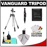 Vanguard Nivelo 204SL Aluminum Alloy Tripod with Case (Silver) with Cleaning & Accessory Kit for Digital SLR Cameras & Video Camcorders