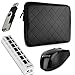 SumacLife Diamond Quilted PU Leather Sleeve for Acer Aspire S7 / V3 / V5 / P 11.6-inch Laptops / Netbooks (Black) + Black Wireless USB Mouse + Black 4GB Thumbdrive + Universal 7 Port USB Hub with On/Off Switch