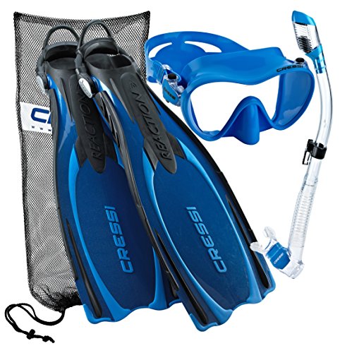 Cressi Reaction EBS Adjustable Mask Fin Dry Snorkel Scuba Gear Set