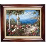 Yosemite Home Decor 39 by 31-Inch Backyard Ocean View Framed Hand Painted Traditional Oil Artwork, Scenic