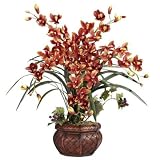 Burgundy Cymbidium w/Decorative Vase Silk Arrangement