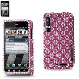 Rhinestone Full Diamond Bling Protector Cover MOTOROLA DROID 3 T862 Pink Floral Design DPC-MOTXT862-06