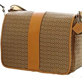 Authentic Coach Mini Signature Messenger Bag Briefcase - Multifunction Laptop Computer Diaper Handbag Tote Khaki 77004