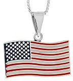 Wavy Flag of the United States of America in Sterling Silver