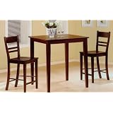 3pc Cappuccino Finish Wood Pub Bar Table 2 Stool Set by visiondecor Furniture