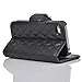 Welity Camellia Soft Leather Grid Crystal Pu Leather Wallet Case for Apple iPhone 4/4S/4G and One Gifts(Black Color)