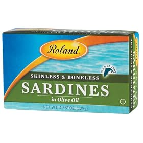 Roland Skinless, Boneless Sardines In Olive Oil, 4-3/8 oz. Cans (Pack of 20)