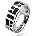 Black Plated Ring With Alternating Square Pattern - Size 8