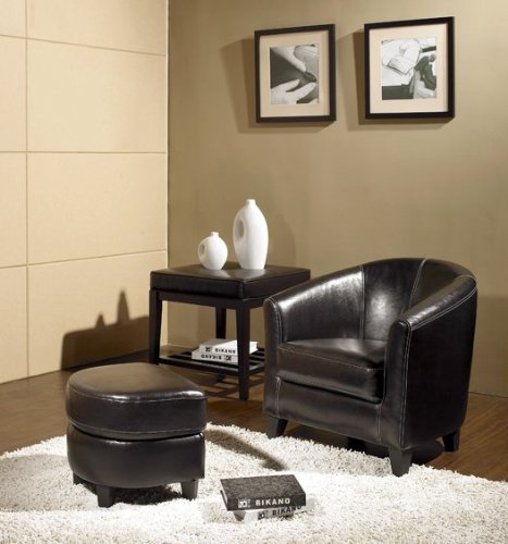 Abbyson Ellis Leather Armchair and Ottoman Set