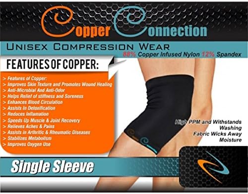 Copper Infused Compression Knee Sleeve, Size Medium Only/Black, Knee Pain & Joint Pain Relief