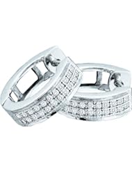 10K White Gold 0.15CT White Diamond Fashion Huggies Earrings