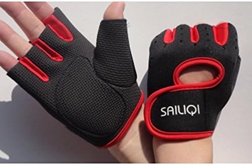 YMXING Half Finger Training Grip Glove For Fitness training Red Edge A Pair