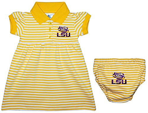 LSU Tigers NCAA Newborn Baby Two Piece Pinstripe Dress