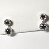 14K White Gold Sapphire and Diamond Earrings