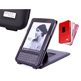 DURAGADGET Black Genuine Leather Case/Cover With Adjustable Stand For Amazon Kindle 3 (Keyboard)by DURAGADGET