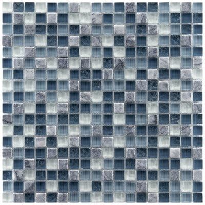 Sierra 5/8" x 5/8" Glass and Stone Polished Mosaic in Gulf