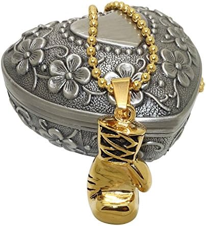 Hairai@ Stainless Steel "Never Give Up" Rocky Boxing Glove Pendant Necklace with Heart Jewelry Box