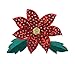 Christmas Sequin Poinsettia/Poinsetta - Red Flower - Iron on Applique/Embroidered Patch