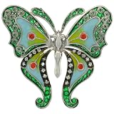 Sterling Silver Multi Color Enamel Butterfly Brooch, 1 1/2 in. (38mm) tall