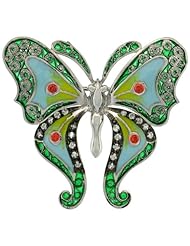 Sterling Silver Multi Color Enamel Butterfly Brooch, 1 1/2 in. (38mm) tall