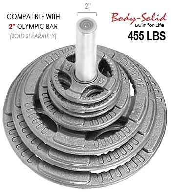Body Solid 455 lb. Steel Quad Grip Olympic Plate Weight OST455