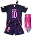 Barcelona Messi #10 Away Soccer Jersey Set & Socks Kids/Youths 11-13Years Old