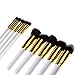 Unimeix 10 pcs Premium Synthetic Kabuki Makeup Brush Set Cosmetics Foundation Blending Blush Eyeliner Face Powder Brush Makeup Brush Kit (White Golden)