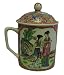 Covered coffee cup / tea mug - chinese hand painted porcelain