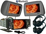 Paired 9inch Headrest (Grey) with 4.5inch Ultra touch screen DVD player with Bluetooth and TV Tuner