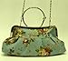 Elegant Cosmetic Handbag Purse-Heavy Duty Canvas w/Flowers Printing,Zipper Pocket & Silver Chain,3.5 D x 8.5 H x 11.5 Wide, Convenient Handle ,Fashion Style,Manufacturer Direct 100% Satisfaction Guaranteed
