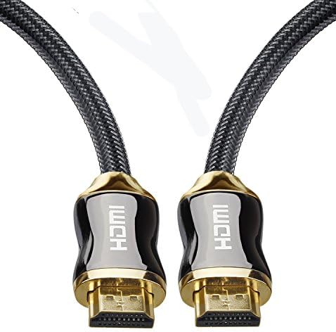 POLOK HDMI Cable 25 ft Ultra High Speed, Support 1080P, 3D, HDMI 1.4, 2.0, Ethernet, Audio Return, In Wall Installation, Zinc Metal Alloy Shielding Shell, 24K Gold Connector, Durable PVC Jacket, Gun Black Plated and Nylon Mesh Braid for HD TV, DVD, Notebook, Xbox 360, PS3, Blu-ray, Type Male A to Type Male A - Latest Specification