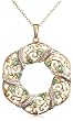 Yellow Gold Overlay Sterling Silver Emerald and Diamond Accent Circle Pendant, 18"